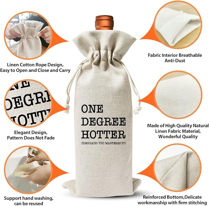 Graduation Gifts For Him Her Graduation Wine Gift Bag, For Students Masters Nurses College High Student Inspirational Graduation Farewell Gifts Drawstring Burlap Wine Bottle Bags
