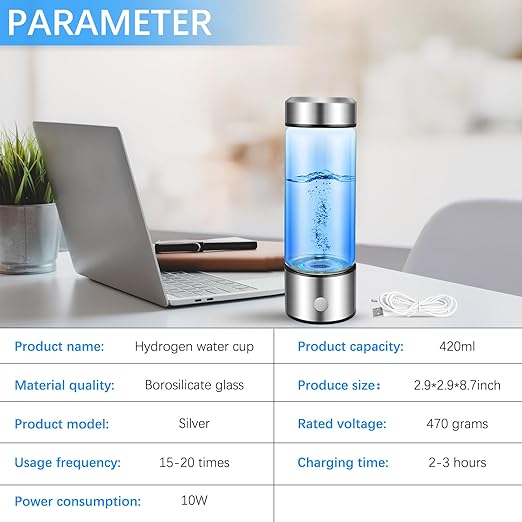 Hydrogen Water Bottle, Portable Hydrogen Water Bottle Generator, Rechargeable 3Min Quick Electrolysis Water Ionizer Machine Suitable for Home, Office, Travel, Daily Drinking, Gift for Love