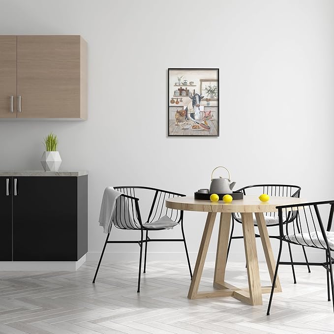 Stupell Industries Farm Animals in Kitchen Black Framed Giclee Art Design by Pam Britton