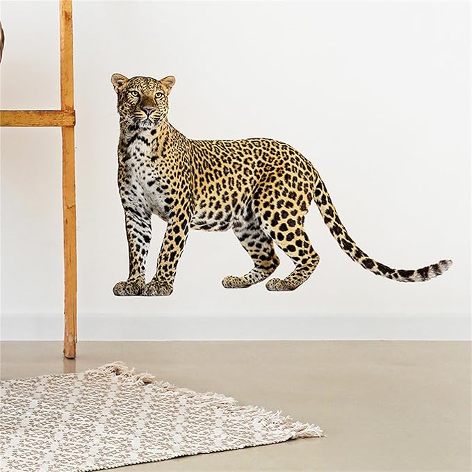 Lifelike Cheetah Wall Decal 3D Animals Wall Sticker Safari Wall Decor for Nursery Kid'sroom School Classroom Livingroom Bedroom Bathroom Decoration (Lifelike Cheetah 2)
