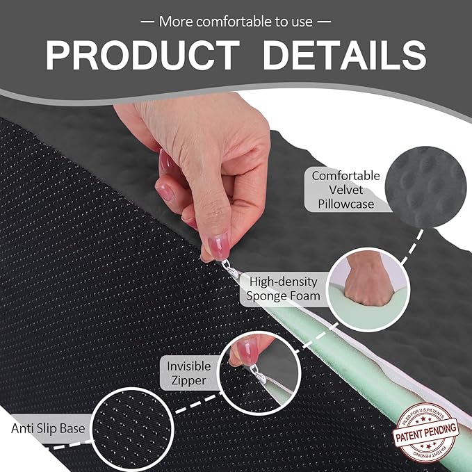 Wedge Pillow for Side Sleeping, Body Positioning Foam Wedge Pillow, Side Wedge Pillow for Sleeping Non-Slip Back Positioning Pillow for Bed Sore Wedge (Dark Gray)