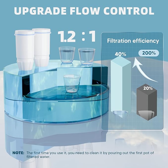 Water Filter Replacement Fit for Zero-Water Pitcher and Dispenser 5-Stage Filter System Compatible with Zero-Water Filter ZR-001 ZR-017 ZR-004 ZP-006 ZD-013 ZS-008, Reduce Lead, Chromium, Etc. 2 Pack