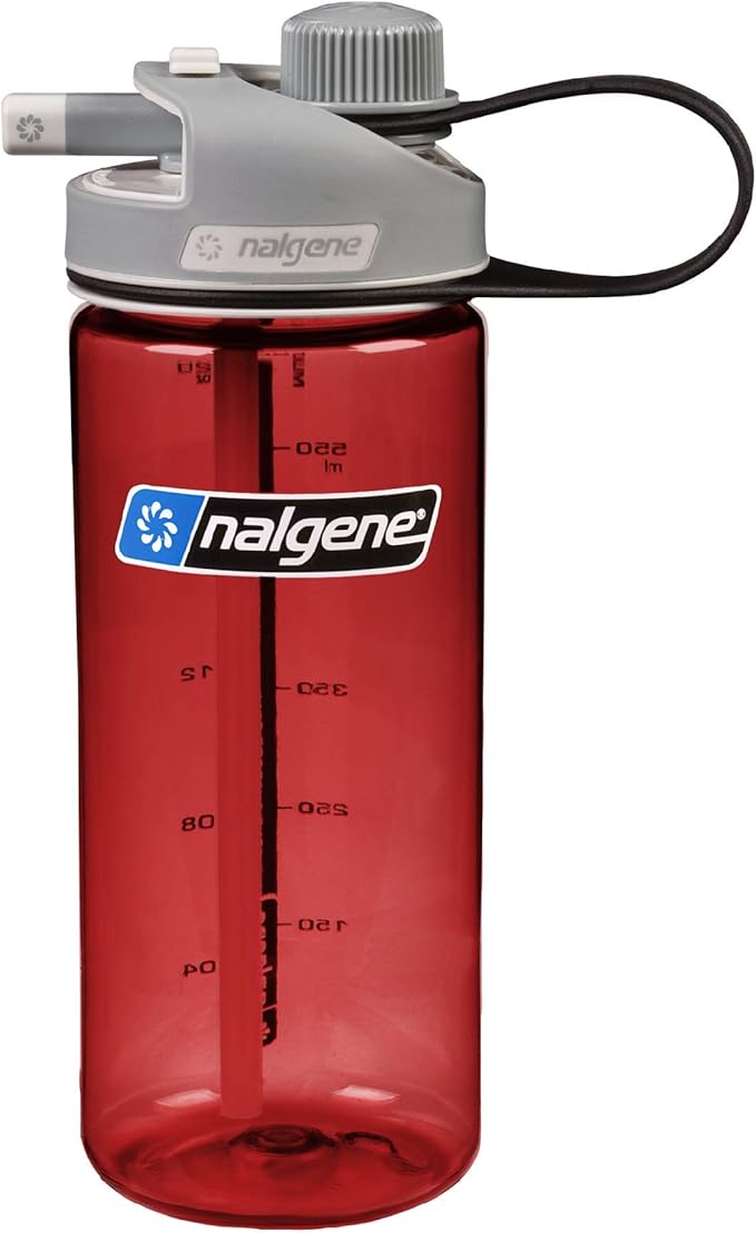 Nalgene Sustain Tritan BPA-Free MultiDrink Water Bottle Made with Material Derived from 50% Plastic Waste, 20 OZ, Red