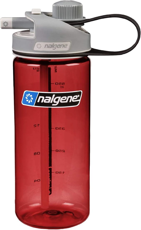 Nalgene Sustain Tritan BPA-Free MultiDrink Water Bottle Made with Material Derived from 50% Plastic Waste, 20 OZ, Red