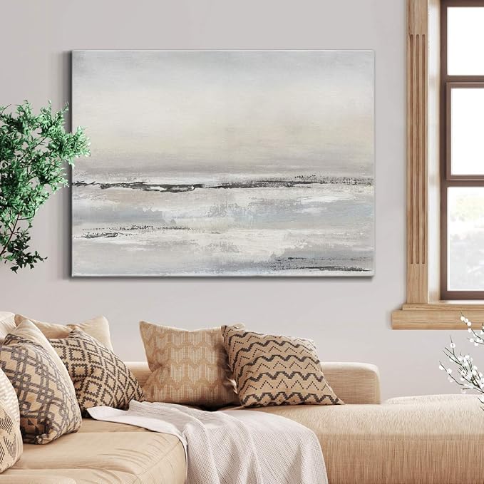 Renditions Gallery Canvas Nature Wall Art Modern Decorations Paintings Serene Winter Snow Glam Romantic Abstract Minimalist Artwork Prints for Bedroom Office Kitchen - 32"x48" LT33