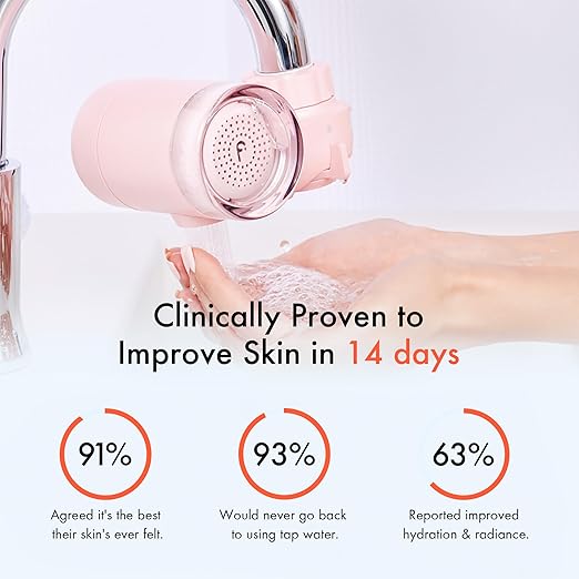 Filterbaby Skincare Filter 2.0, Bathroom Sink Filter Water Faucet for Skin Care, Clinically Tested Starter Kit, Filter w/10 Faucets Adaptors, Sink Water Filter for Skin Protection (Light Pink)