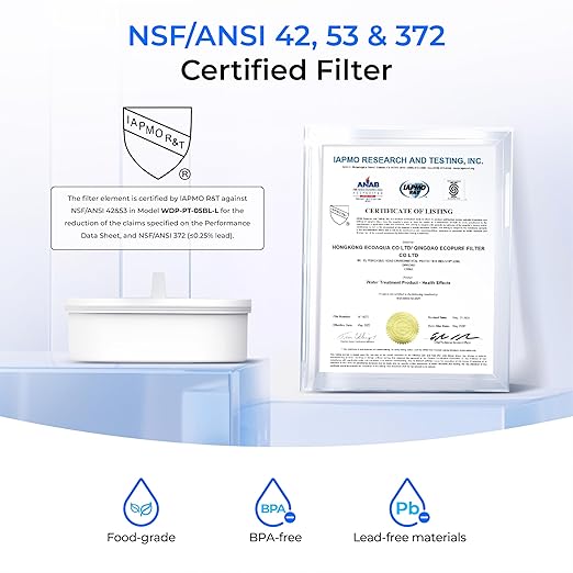 Waterdrop Glass Water Filter Pitcher with 1 Filter, Eco-friendly, with NSF 53&42&372 Certified Filter, 7-Cup, Reduces PFOA/PFOS, Chlorine, Cadmium, Copper, Mercury, BPA Free, Easy to Clean, White