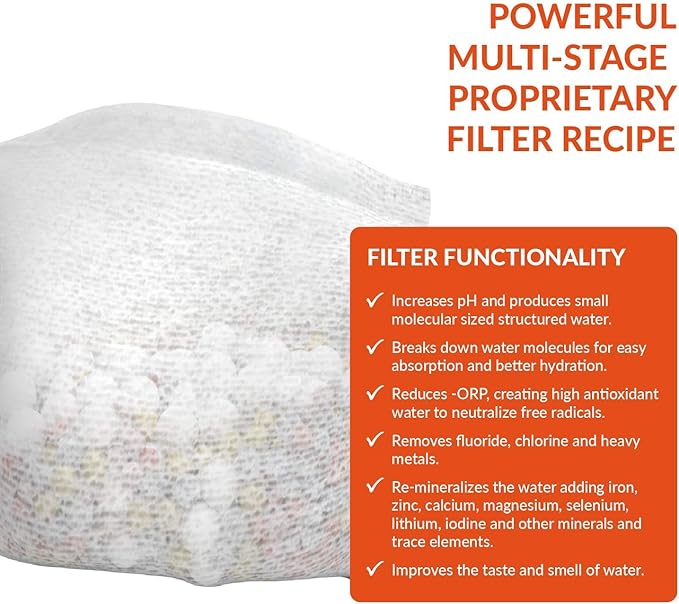 Invigorated Water Insulated Water Bottle - Alkaline Water Filter Included - Water Bottles Alkaline - Double Walled Metal - Sports Bottle with Filter - Stainless Steel Insulated Bottle - 950ml