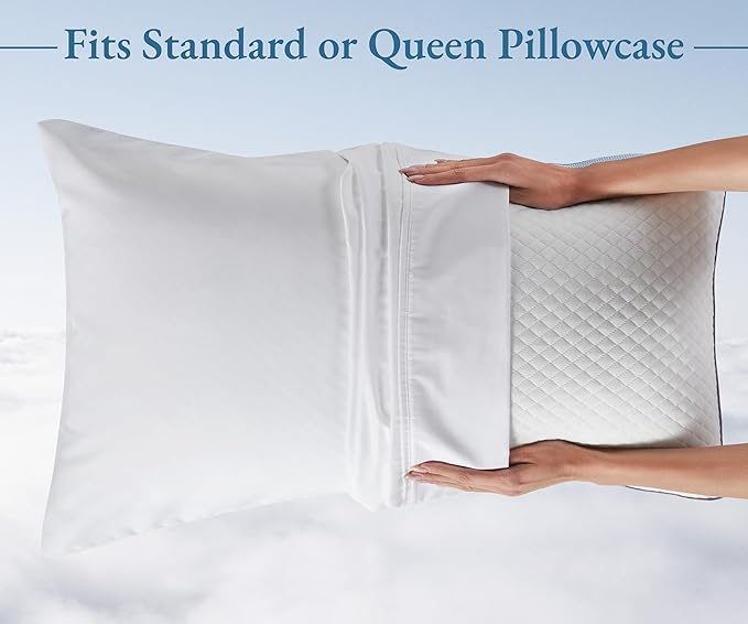 California Design Den Luxury Queen Size Pillow - Adjustable Loft Memory Foam - Soft Down Alternative - Cooling Luxury Hotel Pillows for Back, Stomach or Side Sleepers - Medium Soft, CertiPUR-US