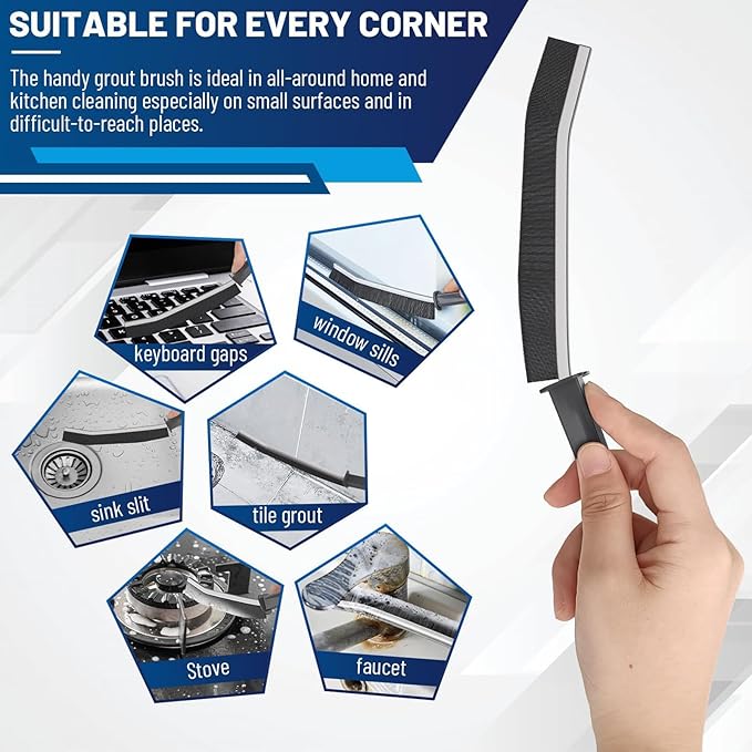 3Pcs Crevice Cleaning Brush, Crevice Grout Brush, New Multifunctional Corners Cleaning Brush Tool, Bathroom Kitchens Gap Brush, Hard Bristle Crevice Cleaning Brush