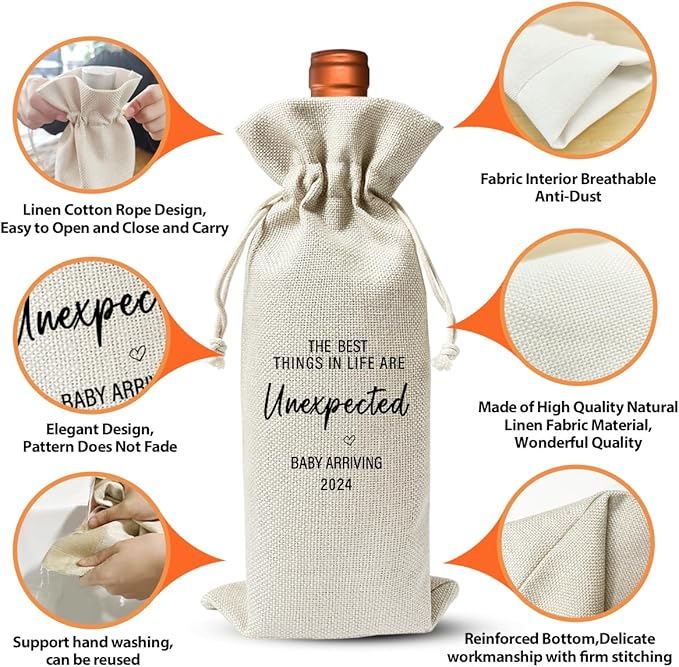 Baby Announcement Wine Gift Bag for New Grandpa Grandma Uncle Aunt 2024, Baby Shower or Party Decor, Religious Pregnancy Announcement 2024, New Dad Mom Gift 2024, Gender Neutral Baby Announcement