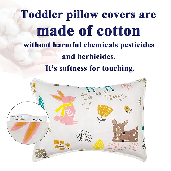 ALVABABY Toddler Pillowcases Fits 13 x 18inch,12x 16inch Kids Pillow for Sleep 2 Pack Cotton Baby Children Pillow Cover Envelope Travel Pillowcases Rabbit Flamingo 2TPW08