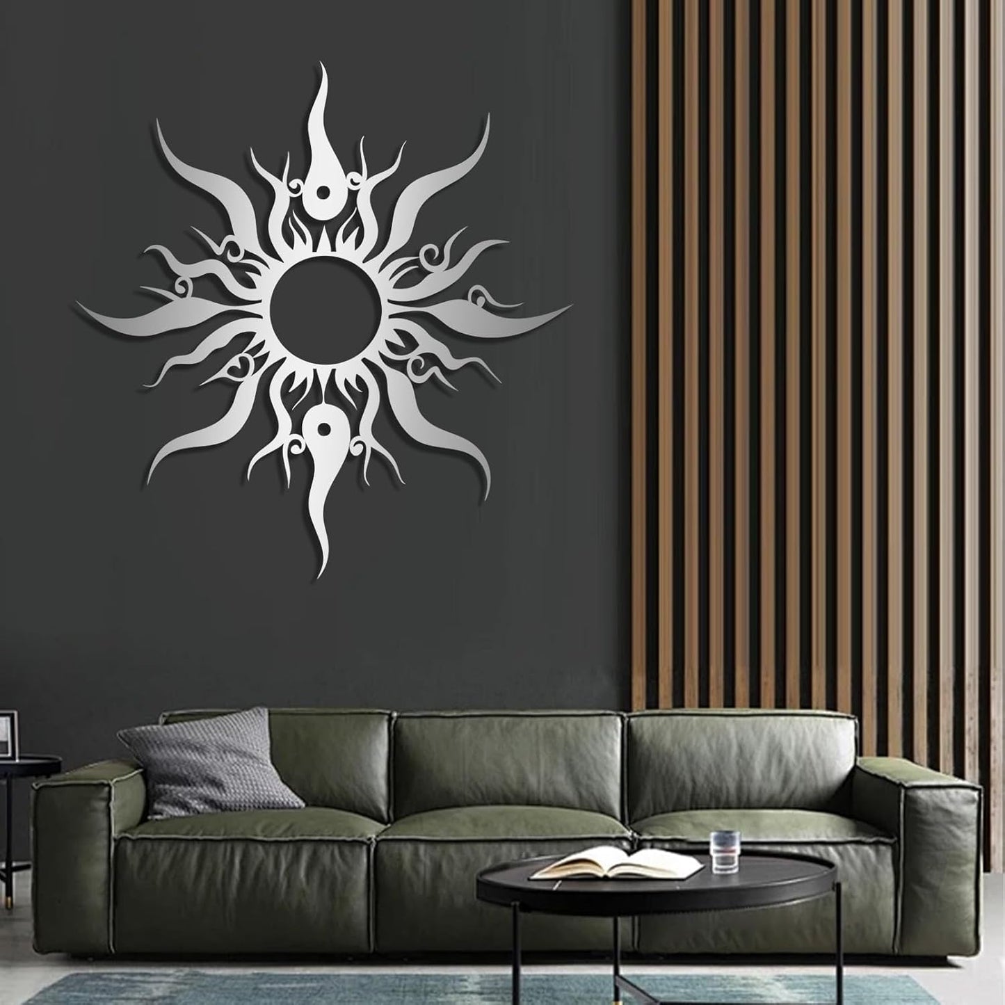 Hotuijxca Metal Wacky Sun Wall Art, Wacky Sun Metal Decor for Livingroom, Bedroom (Black, 19"x18"/47x45cm, metal wall art)