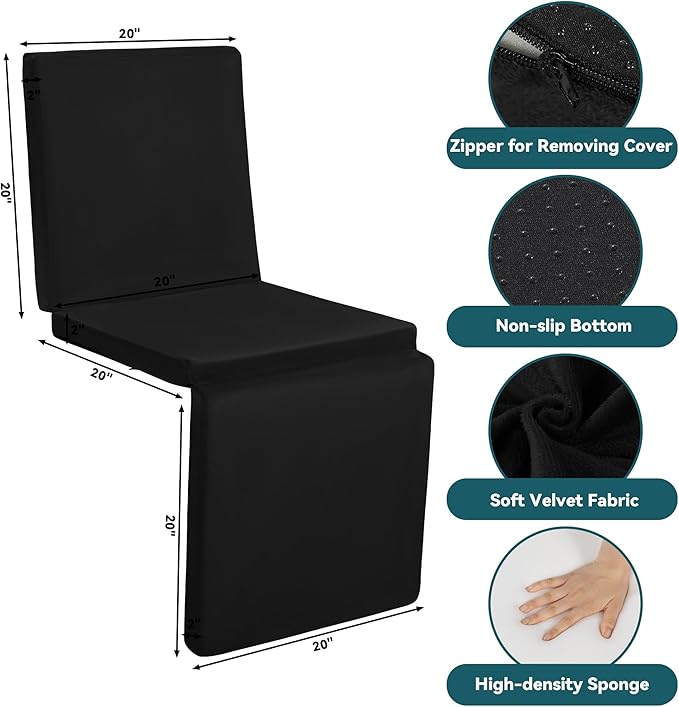 HOMBYS 3-in-1 Recliner Seat Cushion with Lumbar Support Pillow & Footrest, Multi-Functional Adjustable Height 2" to 6" for You to Choose, Non-Slip Memory Foam Chair Cushion for Elderly, Black