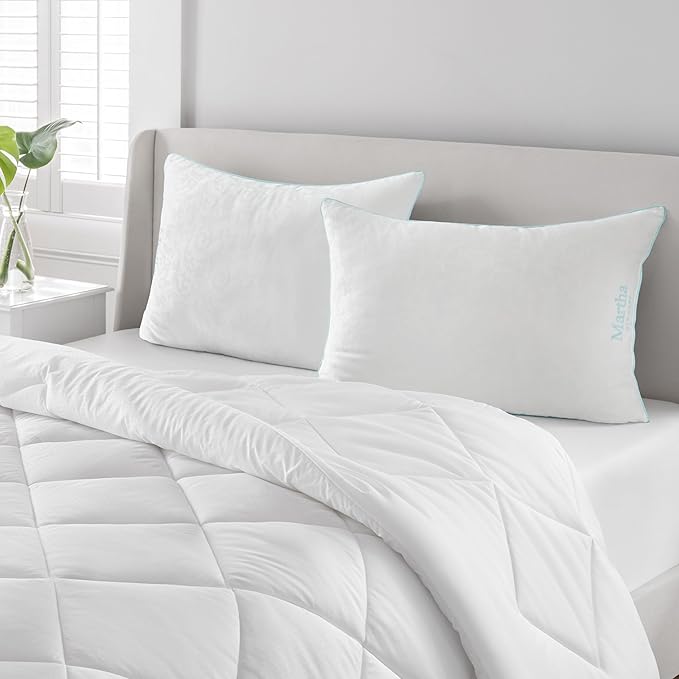 MARTHA STEWART Heirloom Jacquard 2 Piece Bed Pillow Set, 385 TC, Down-Alternative, King