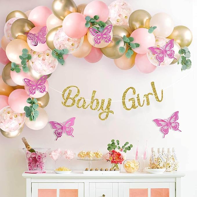 72Pcs 3D Butterfly Wall Decor 3 Sizes 3 Styles, Butterfly Decorations Party Birthday Cake Decoration, Removable Butterfly Wall Stickers for Kids Nursery Wedding Bedroom Room Decor(Pink)