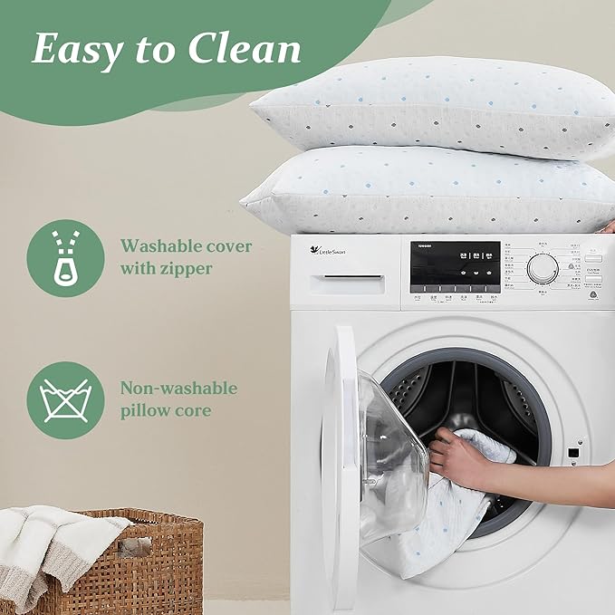 Cooling King Size Pillows Set of 2 Adjustable Loft & Firmness King Shredded Memory Foam Pillows with Cooling & Soft Cover Bed Pillows for Sleeping for Side Back Stomach Sleeper King Pillows