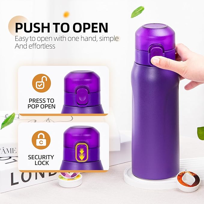 Air water bottle,750ML Air Water Bottle with 7 Flavor Pods, Stainless Steel Water Bottle with Straw, Sports Water Bottle Suitable for Outdoor Sport (Purple)