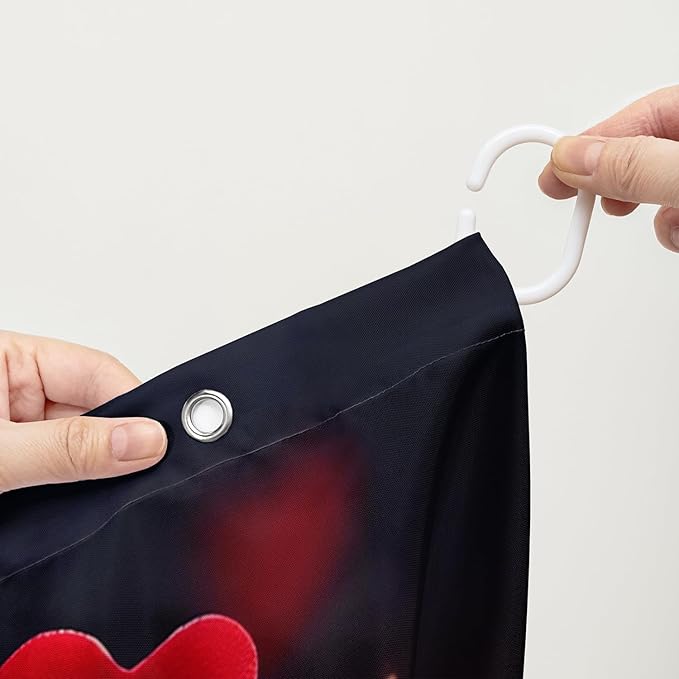 AILONEN 3D Rose Shower Curtain for Bathroom, Red Rose Hearts Print Bath Curtain,Romantic Rose Flower Shower Curtain Decoration Waterproof with 12 Plastic Hooks, 48" W*72" H