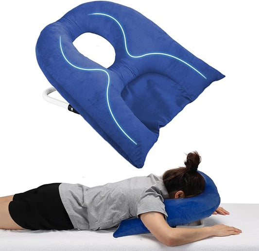 Face Down Pillow for Sleeping, Prone Pillow for Vitrectomy or Retinal Surgery, Adjustable Height Prone Prone Pillow Face Down Sleep, Retina Lying Pillow Eye Surgery Recovery (Velvet-Dark blue)