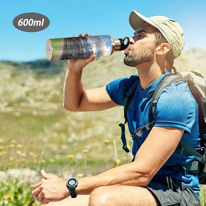 Vintage Steam Train Stainless Steel Water Bottle with Straw Lid - 20 Oz Sports Insulated Water Bottle Thermos for Sport Gym Outdoor Travel School