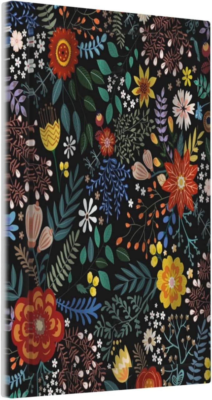 Vintage Colorful Flower Boho Floral Rustic Dark Leaves 1 Gang Light Switch Covers No Device Wall Plate Decorative Blank Switchplate Electrical Faceplate for Farmhouse Country Bedroom Decor