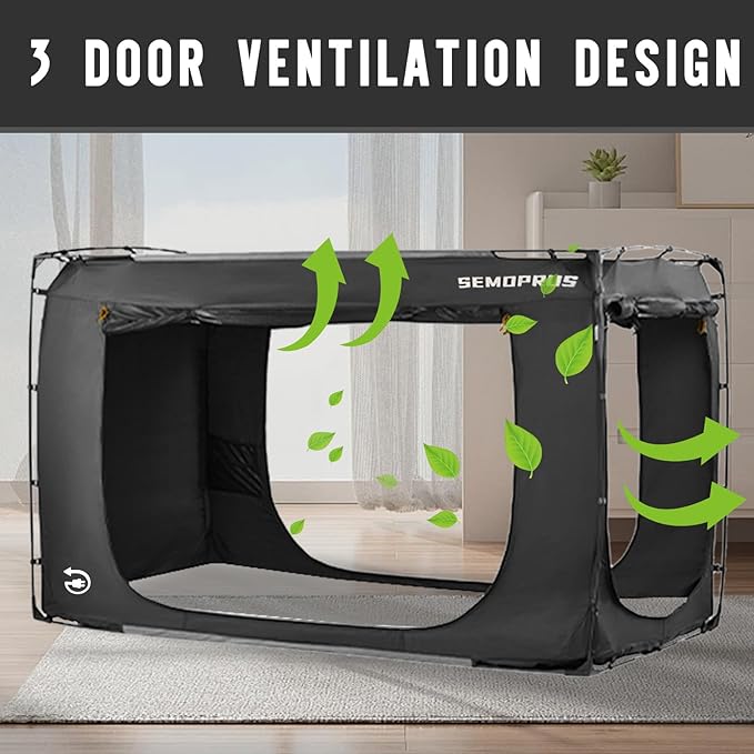 Bed Tent Full Size, Bed Canopy Tents, Portable Sleeping Tents, Dream Tents for Adult and Kids, Breathable 70% Blackout Privacy Space, Canopy Tent for Bed with Three Doors (Mattress Not Included)