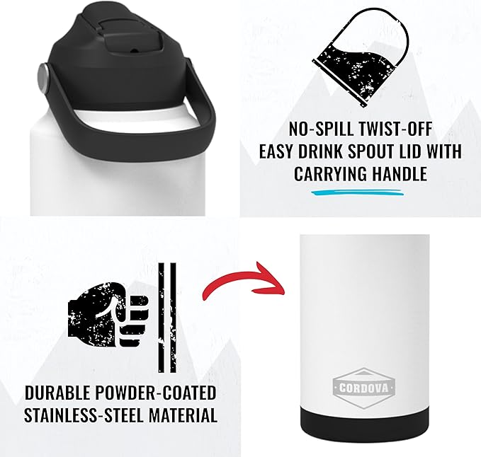 Cordova Outdoors Trailhead Class Water Bottle, Snowcap, 32 oz