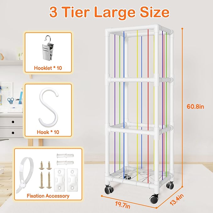 Stuffed Animal Storage with Hanging Chain, 2 in 1 Movable Stuffed Animal Zoo, Large Capacity Stuff Animal Toy Storage Organizer Holder for Nursery Playroom Bedroom Kid Room (White)