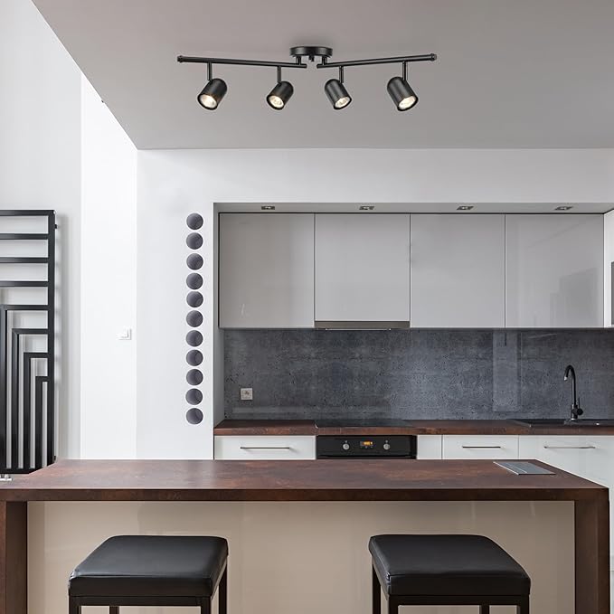 Globe Electric 60029 Roland 4-Light Foldable Track Lighting, Matte Black, Bulb Not Included