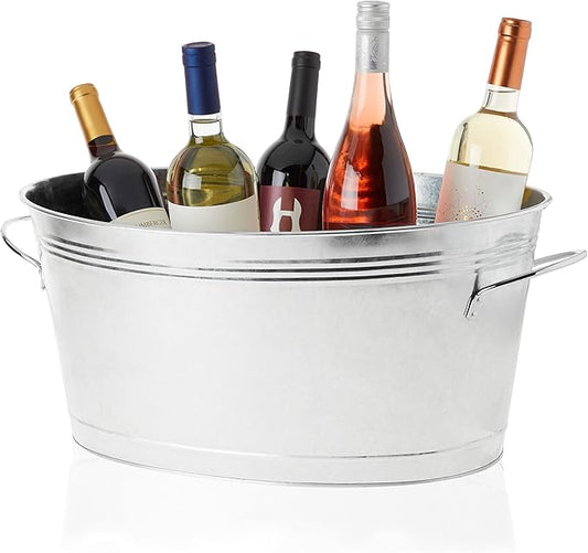 True Ice Buckets for Parties 6.3 Gallons (23.8 Liters), Large Galvanized Tubs for Drinks, Large Beverage Tubs for Parties, Galvanized Bucket, Set of 1