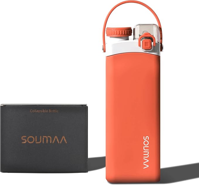 Collapsible Silicone Water Bottle - 600ml, BPA-Free, Portable and Leak-Proof with Carrying Handle for Travel, Camping, Hiking, Fishing, Swimming, Biking