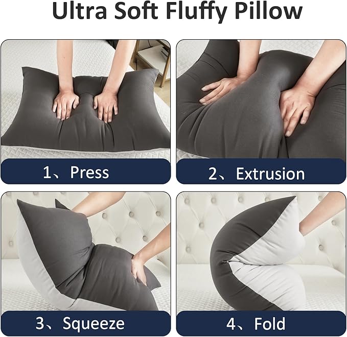 Bed Pillows for Sleeping - Pillows Standard Size Set of 2 Cooling Luxury Hotel Quality Pillow with Premium Plush Soft Down Alternative Fill for Side Back or Stomach Sleepers - Black, 2 Pack