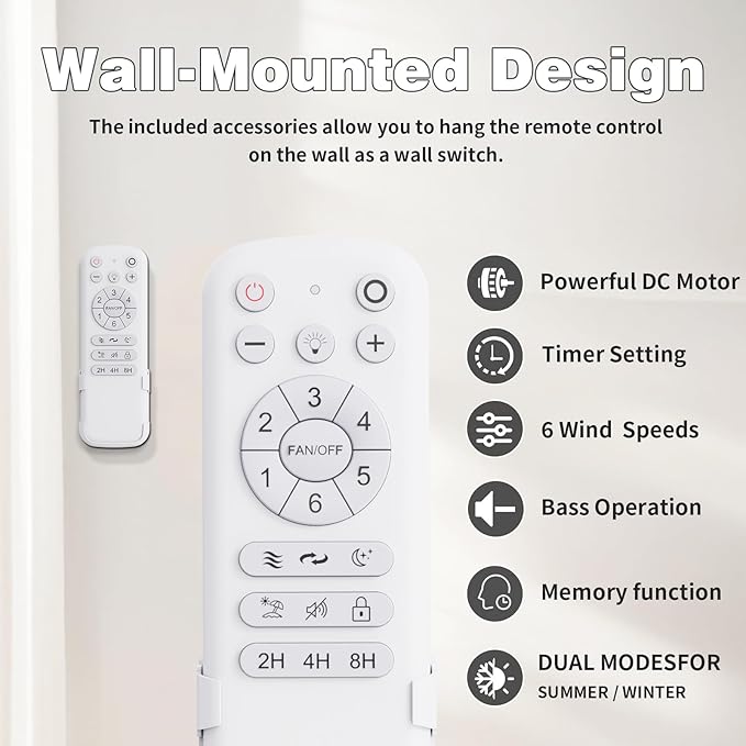 Black Flush Mount Ceiling Fan 52 inch,with Remote,22W Dimmable LED Light,DC Motor,6 Speed,Reversible,Low Profile Ceiling Fan Outdoor Indoor with Memory Function for Bedroom/Patios/Kitchen