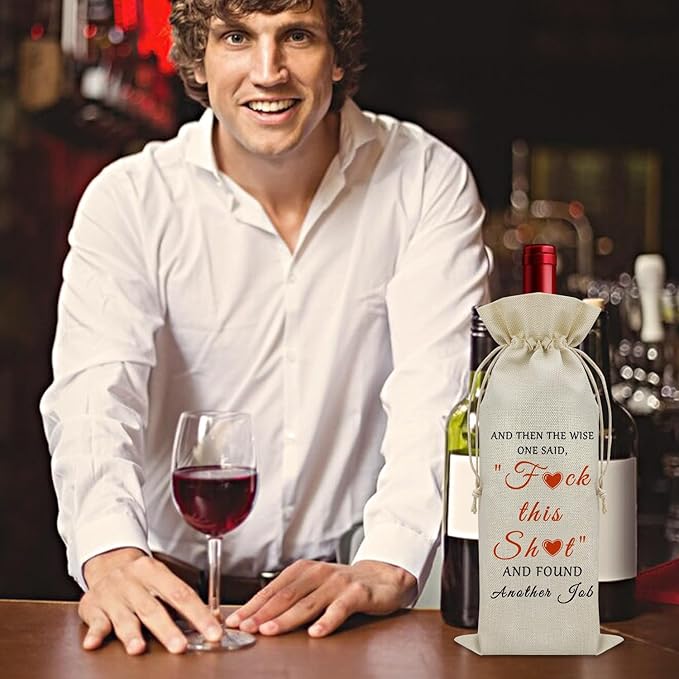 Sazuwu Congratulations Gift for Friends New Job Wine Bag Funny Farewell Gifts for Coworkers Going Away Gifts for Colleagues Wine Bottle Decoration Bag Goodbye Gifts for Friends Moving Away