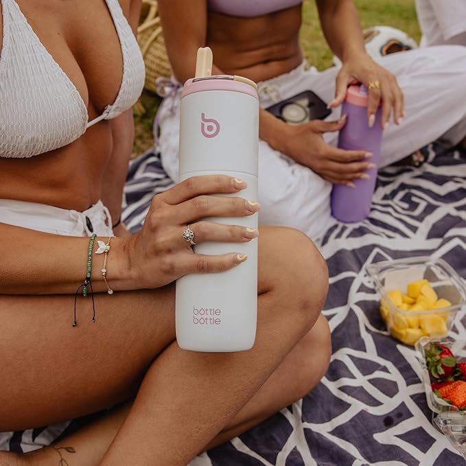 BOTTLE BOTTLE Insulated Water Bottle 24oz with Straw Lid and Handle for Sports Travel Gym Stainless Steel Water Bottles Double-Wall Vacuum Metal Thermos Bottles Leak Proof BPA-Free