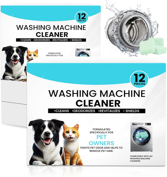 Washing Machine Cleaner 48 Pack-24 Month Supply,Cleaning Tablets Formulated for Pet Owners for He,Easy Pet Hair Remover for Laundry.Top & Front Load Washer.Septic Safe.