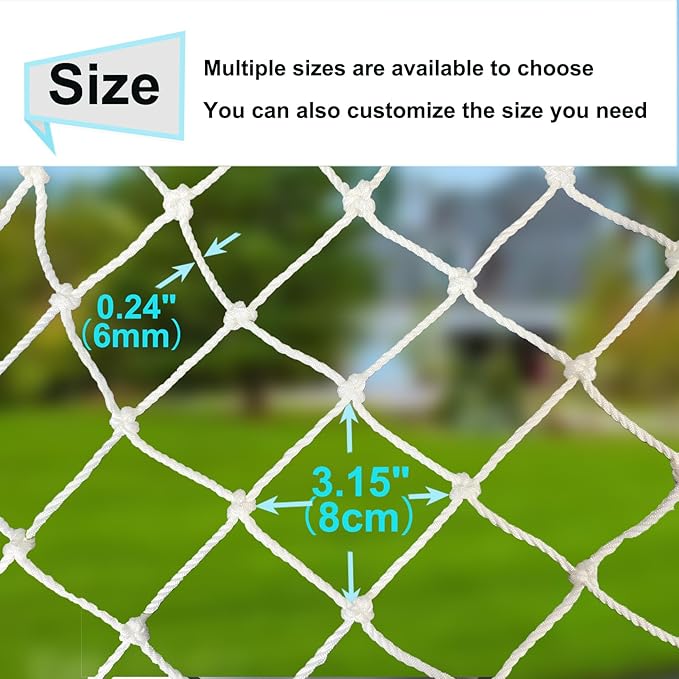 Rope Net Kids Safety Rope Netting Stairs Balcony Fence Safety Net Child Railing Playground Protection Rope Netting Indoor and Outdoor Decor Net White (6mm,1.5X1m)