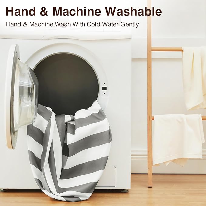 EXQ Home Kids Bean Bag Chairs Cover (No Filler) -Stuffed Animal Bean Bag Storage Grey and White Stripes-Zipper Bean Bag for Organizing Children Plush Toys Holiday Gift for Girl,Boys