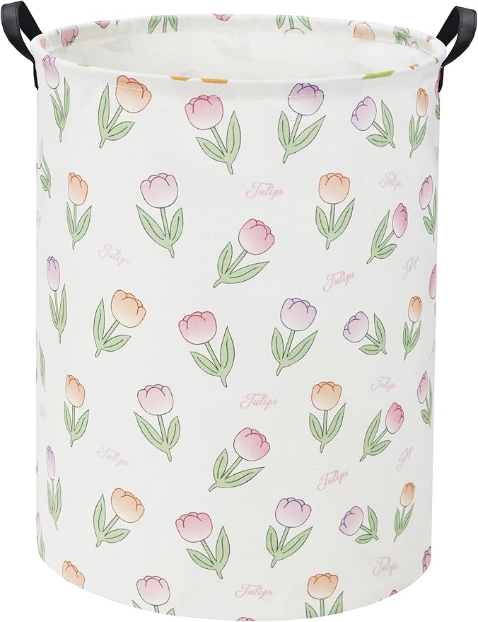 Tulip Kids Laundry Basket Baby Hamper Tulip Toy Storage Bin for Boys Room Decor Baby Nursery Hamper Gift Baskets for Bedroom Bathroom(Tulip)