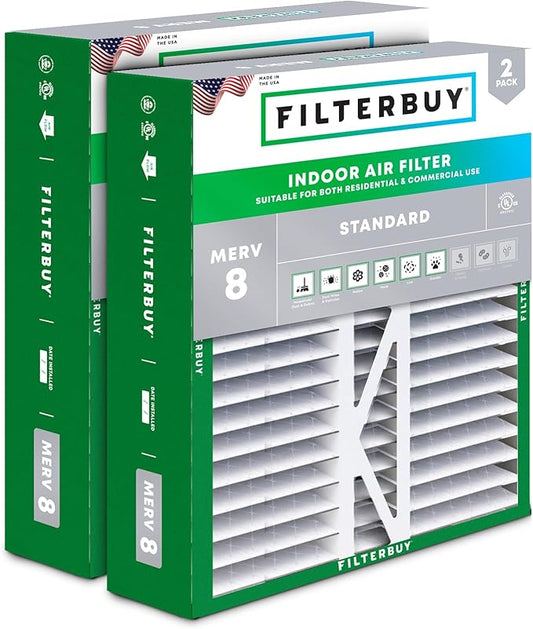 Filterbuy 16x22x5 Air Filter MERV 8 Dust Defense (2-Pack), Pleated HVAC AC Furnace Air Filters Replacement for Amana, Coleman, Goodman, York, and More (Actual Size: 15.38 x 21.88 x 5.25 Inches)