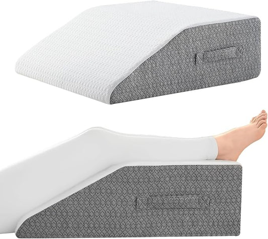 Leg Elevation Pillow for Sleeping, 8 inch Elevation Pillow for Leg After Surgery, Swelling, Leg Pillow Elevation Blood Circulation for Legs, Knees, Leg Wedges for Circulation (Flat to top 8 inch)