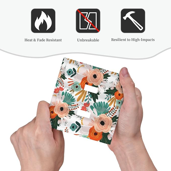 Rustic Floral Boho Colorful Flower Double Toggle Light Switch Covers 2 Gang Wall Plate Dual Decorative Switchplate Electrical Faceplate for Farmhouse Bathroom Bedroom Kitchen Decor