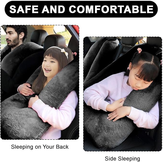 Travel Pillow, Travel Pillow for Kids, Sleeper Hold Pillow Travel, Removable U-Shaped Pillow for Adults and Children to Support Head and Body in The Back Seat of Long Car Trips (Black)