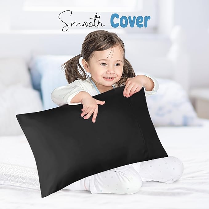 Utopia Bedding Toddler Pillow Cases - 2 Pack - Envelope Closure - Soft Brushed Microfiber Fabric - Shrinkage and Fade Resistant Pillow Covers 13 X 18 Inches (Toddler, Black)