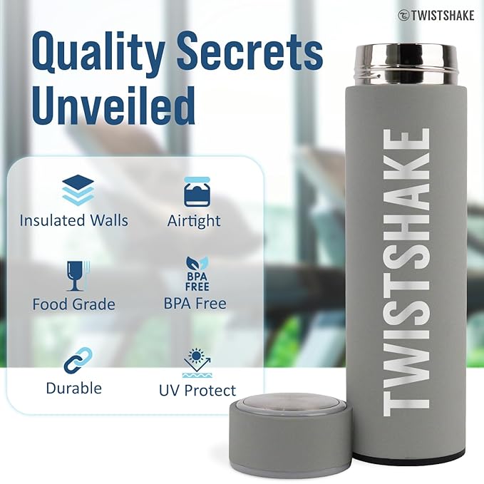 Twistshake Hot Or Cold Thermos Bottle,Grey (Pastel), 420 ml