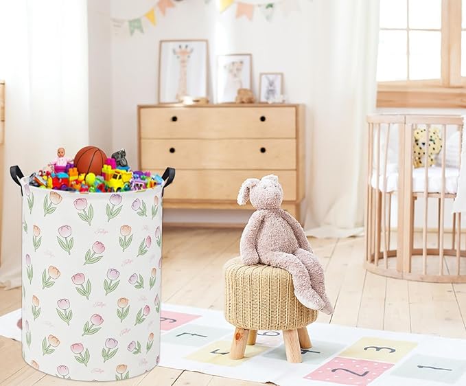 Tulip Kids Laundry Basket Baby Hamper Tulip Toy Storage Bin for Boys Room Decor Baby Nursery Hamper Gift Baskets for Bedroom Bathroom(Tulip)