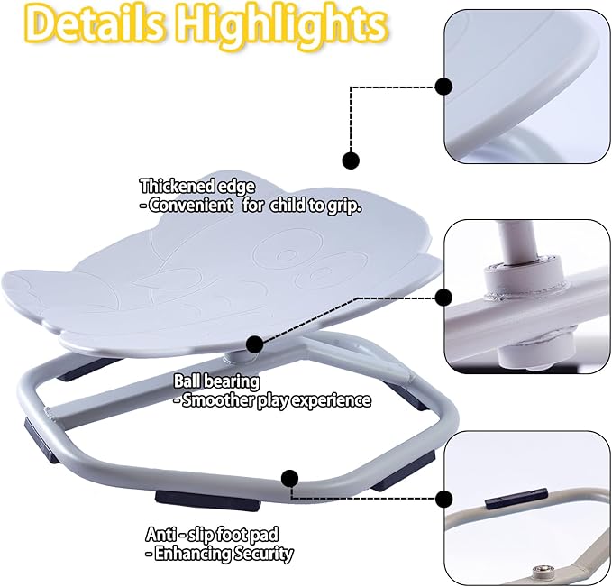 Autism Kids Swivel Chair, Spinning Chair for Kids Sensory, Kids Swivel Chair Sensory, Sensory Toy Chair, Carousel Spin Sensory Chair, Training Body Coordination (Gray)