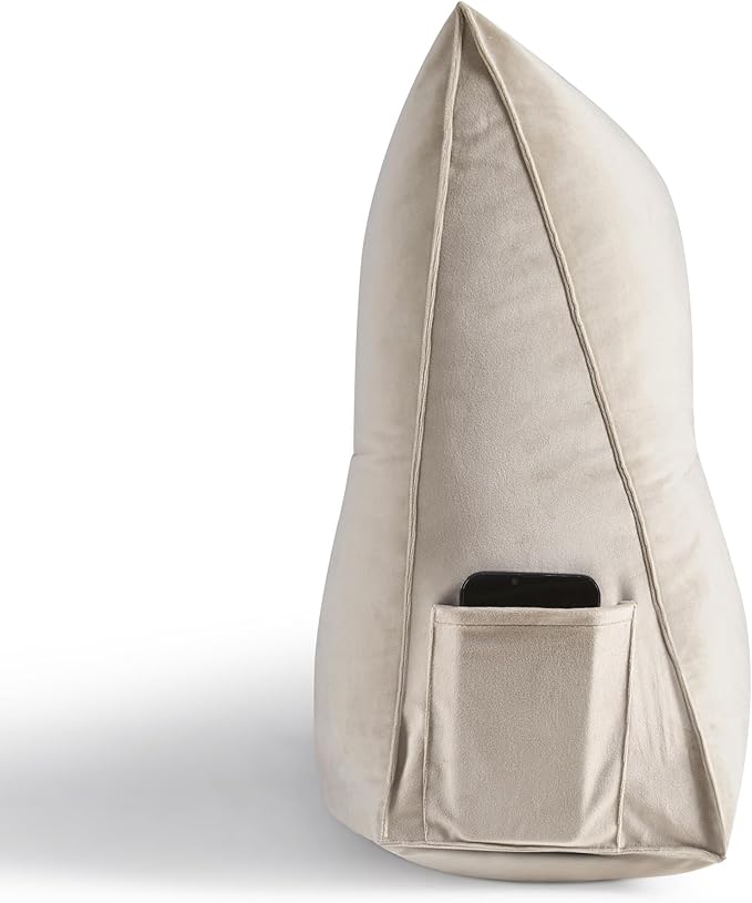 Headboard Pillow King - Bed Wedge Pillow for Headboard - Large & Versatile Triangle Cushion Reading Support Pillow, King - 76", Beige/Cream