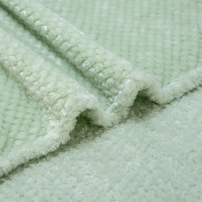 Fuzzy Throw Blanket, Plush Fleece Blankets for Adults, Toddler, Boys and Girls, Warm Soft Blankets and Throws for Bed, Couch, Sofa, Travel and Outdoor, Camping (Throw(50"x70"), L-Pastel Green)